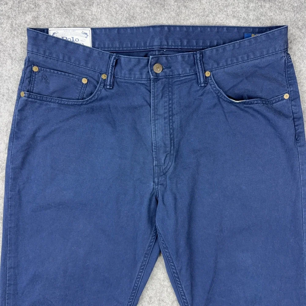 Polo Ralph Lauren Pants Men 36x34 Blue Varick Slim Straight Chino Cotton Stretch